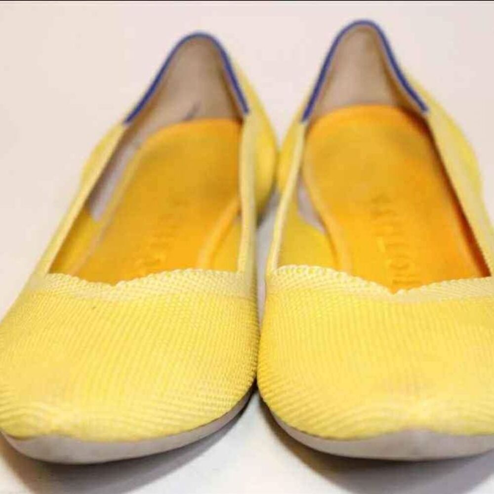 Rothy's Designer The Point Ballet Flats Sunlight Yellow Textile Shoes Size 7 - Picture 7 of 9